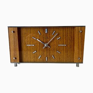 Modernist Teak and Metal Table Clock from Zentra, Germany, 1970s