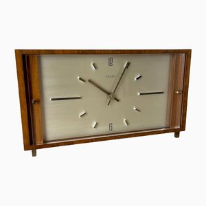 Vintage Hollywood Regency Wooden Walnut Table Clock attributed to Kienzle, Germany 1960s