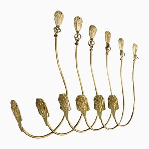 French Art Deco Curtain Tiebacks in Bronze and Brass, 1930s, Set of 6