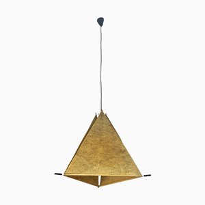 Italian Mid-Century Modern Pyramid Metal and Parchment Chandelier, 1960s
