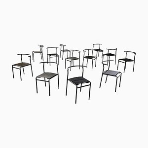 Italian Modern Cafe Chairs in Black Rubber and Metal by Philippe Starck for Baleri, 1980s, Set of 12