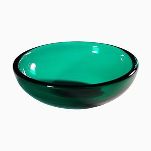 Small Green Murano Glass Bowl attributed to Carlo Scarpa, Venini, 1930s