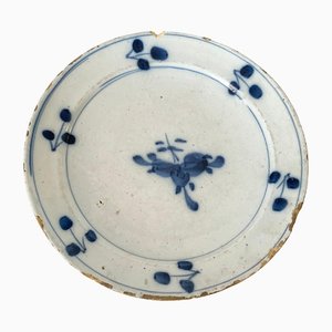 18th Century Delft Plate in White Glazed Pottery, Netherlands