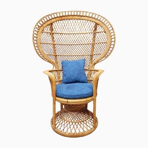 Rattan and Bamboo Peacock Armchair, Italy, 1970s