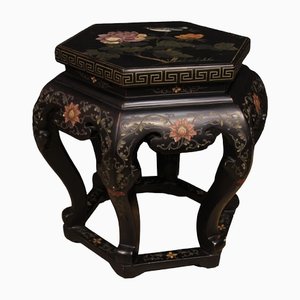 French Lacquered and Painted Chinoiserie Side Table, 1960s