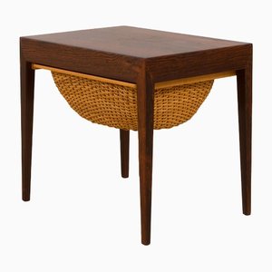Side Sewing Table in Rosewood by Severin Hansen for Haslev Møbelfabrik, 1960s