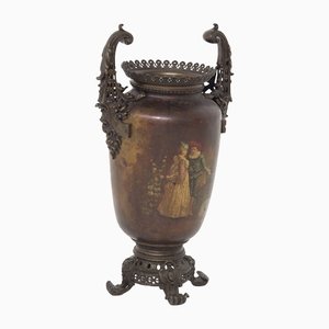 Grand Vase Art Nouveau en Bronze Peint, 1920s