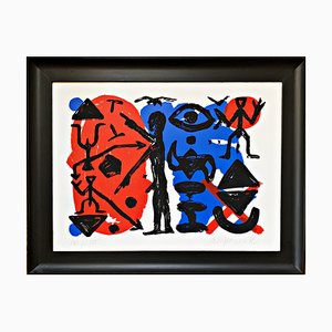 A. R. Penck, Untitled, 1990s, Signed + Limited Colored Lithograph, Framed
