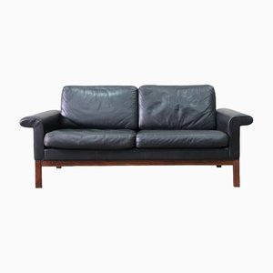 Mid-Century Finnish Leather and Rosewood Sofa from Asko, 1960s