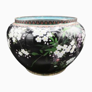 French Black Decorated Cloisonné Vase, 1900s