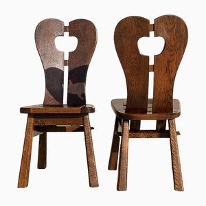 Brutalist Chairs in Wood, 1940s, Set of 2