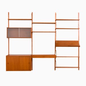Danish Teak Home Office Wall Unit with Modular Shelving in the Style of Cadovius, 1960s