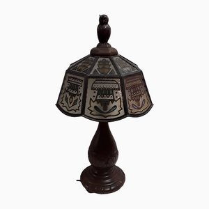 German Art Deco Table Lamp with Oak Base, 1920s