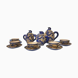 Dragon Motif Coffee / Tea Set in Satsuma Porcelain, Japan, 19th Century, Set of 13