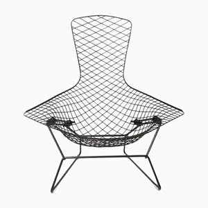Sedia Bird nera nello stile di Harry Bertoia per Knoll International