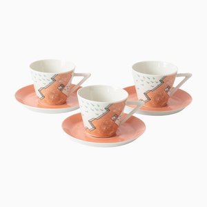 Tazas de café de porcelana con platillos de Winterling, años 80. Juego de 6