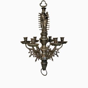 Gothic Flemish Silver-Plated Chandelier, 1900s