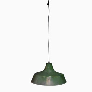 Lampada verde scuro in metallo smaltato, anni '50