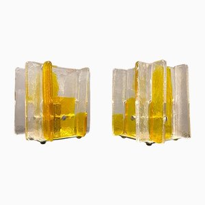 Geometric Murano Glass Table Lamps by A.V Mazzega, 1970s, Set of 2