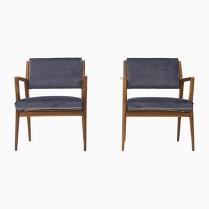 Armchairs in Wood and Velvet by Galleria Mobili Darte Cantù, 1950s, Set of 2