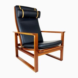 Vintage Modell 2254 Sessel aus schwarzem Leder von Børge Mogensen, 1960er