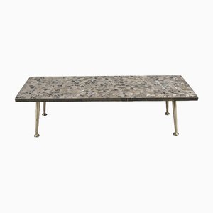 Table Basse en Laiton et Mosaïque, 1950s