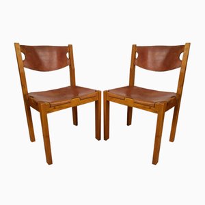 Chaises de Salle à Manger en Cuir, Set de 2