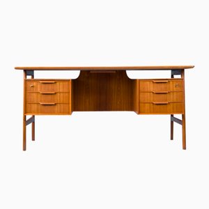 Model 75 Teak Desk by Gunni Omann for Omann Jun Furniture Factory, 1960s