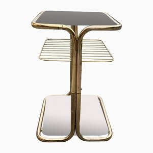 Brass and Glass Side Table, Italy, 1970s