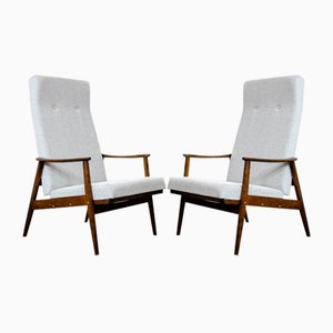 Mid-Century Reclining High-Back Armchairs from Ton, 1960s, Set of 2