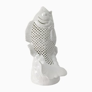 Chinese Koi Carp Sculpture in Reticulated Porcelain, 1970s