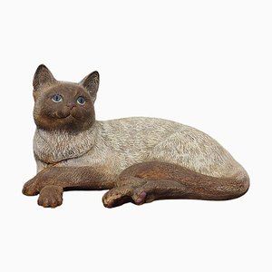 Scultura vintage a forma di gatto siamese