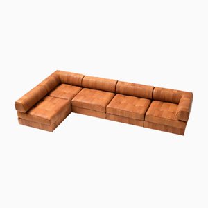 DS88 Modular Sofa in Cognac Patchwork Leather from de Sede, Set of 5
