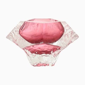 Cuenco de cristal de Murano Sommerso facetado, años 70