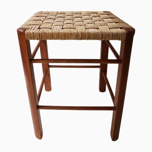 Mid-Century Wood and Rope Stool, 1960s