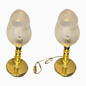 Tischlampen aus Muranoglas & Messing, 1980er, 2er Set