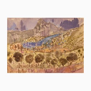 Muriel Archer, Paisaje de la Provenza en Francia, finales del siglo XX, Acuarela