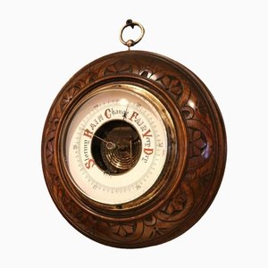Circular Beechwood Barometer, 1890s