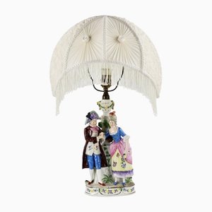 Lady with Gentleman Table Lamp in Porcelain