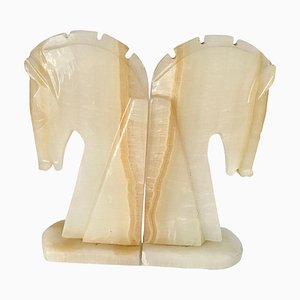 White Onyx Bookends, France, 1970s, Set of 2