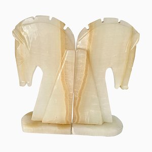 White Onyx Bookends, France, 1970s