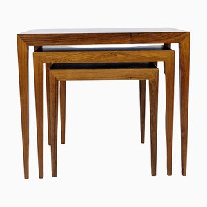 Rosewood Nesting Tables attributed to Severin Hansen for Haslev Møbelfabrik, 1960, Set of 3