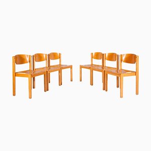 Stackable Beech and Plywood Chairs by Roland Rainer, 1970s, Set of 6