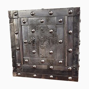 18th Century Italian Wrought Iron Studded Safe Strong Box