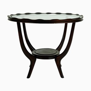 Table Basse Mid-Century avec Plateau Circulaire en Verre, Italie, 1950s