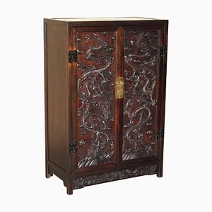 Chinese Zitan Sijiangui Dragon Carved Compound Cabinet, 1900s