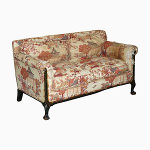 Aesthetic Movement Sofa in Chinoiserie Fabic with Claw & Ball Feet from Howard & Sons, 1880s