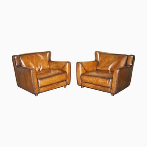 Poltrone Love Seat in pelle marrone sigaro di Baxter Berger, set di 2