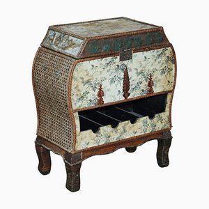 Vintage Chinese Side Table Cabinet with Bottle & Glass Storage