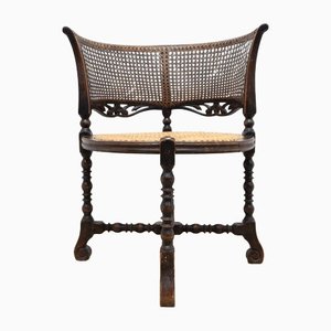 Antique Edwardian Bobbin Bergere Corner Seat Occasional Chair, 19th Cebtury